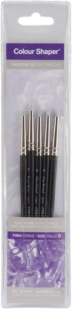 Colour Shaper Firm Painting Set Size 0-5 Piece Set, Silicone Rubber Brush Tools For Modelling, Painting, Blending, Masking Fluid, Carving, And Polymer Clay, Giving You Control, Fluidity, Precision