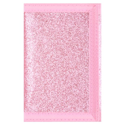 Image of Kids Wallet for Boys Girls Teens Trifold, Canvas Toddler Wallet for Boys, Cute Zipper Wallets Youth with Coin Pocket Card Holders, Novelty Wallets for Childrens Birthday Gifts, Glitter Pink
