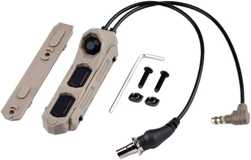 Dual-Control Remote Pressure Switch for LA23 Plug Flashlight Tactical Hunting (Brown)