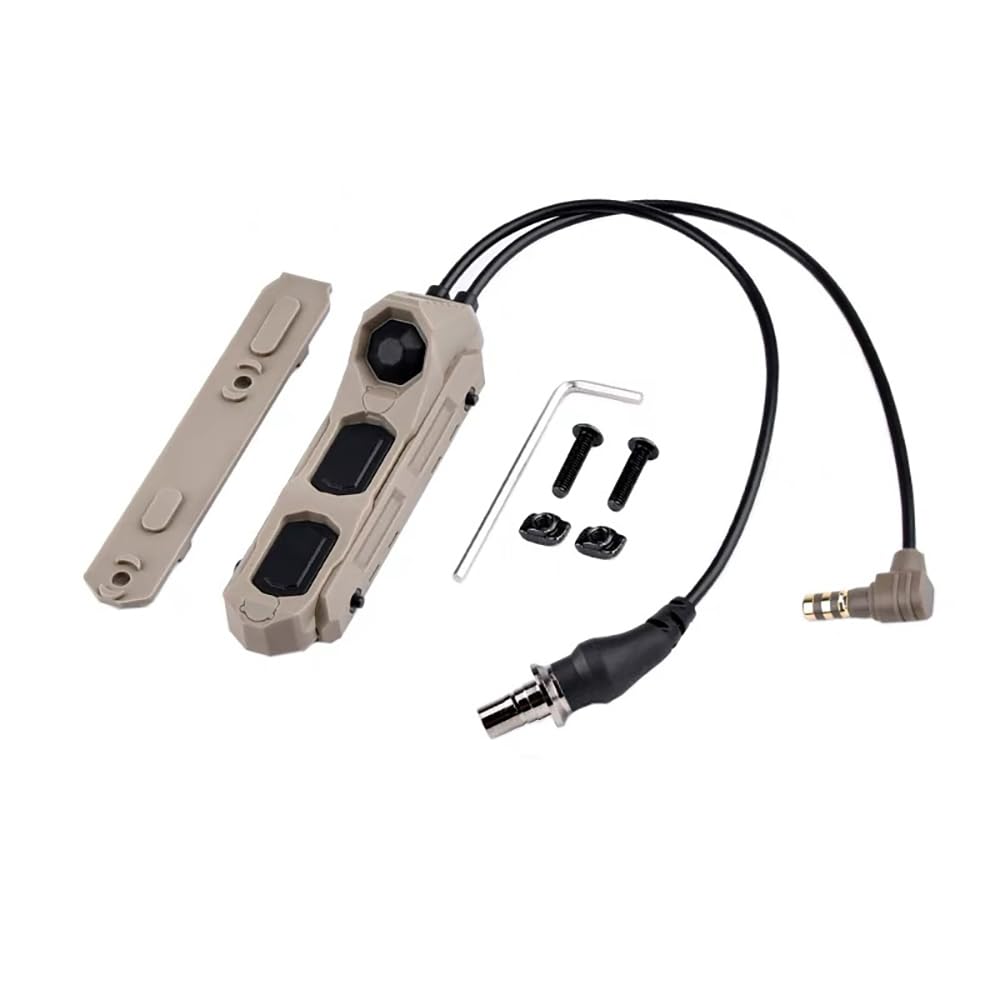 Dual-Control Remote Pressure Switch for LA23 Plug Flashlight Tactical Hunting (Brown)
