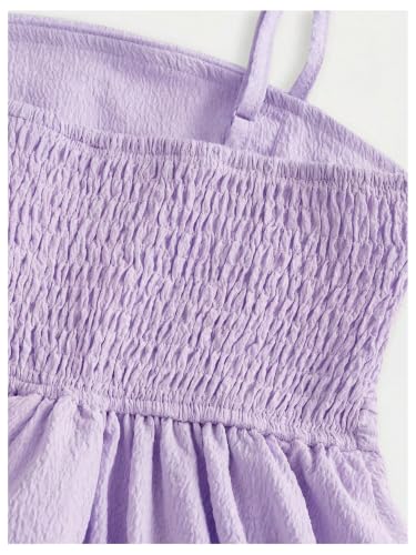 Image of SHENHE Girl's Smocked Ruched A Line Swing Dress Layered Tie Shoulder Flowy Cami Short Dress