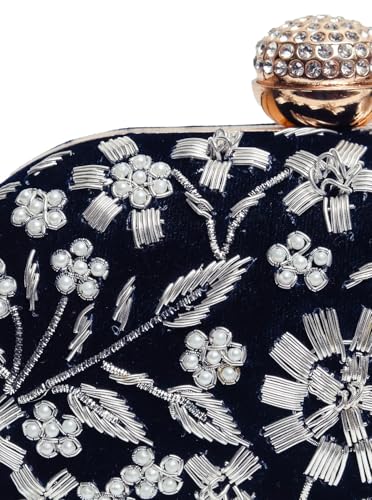 Image of THE TAN CLAN Hand Embroidered Luxury Clutch Purse for Women | Evening Hand Clutch Bag | Ladies Party Wedding Purse with Chain Strap | Ethnic Woman Handbag Gift for Birthday, Anniversary