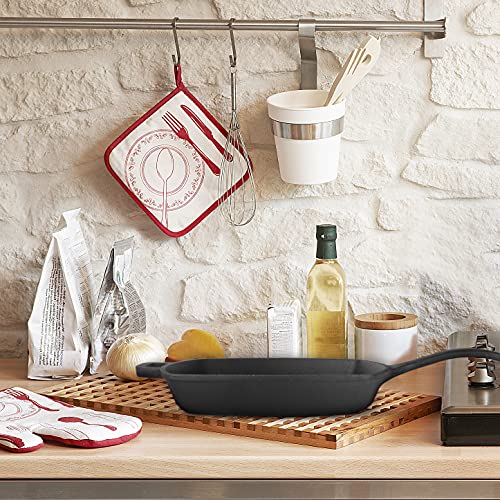 Commercial Chef Cast Iron Skillet, 10.5” Square Pre-Seasoned Cast Iron Pan #TOP4
