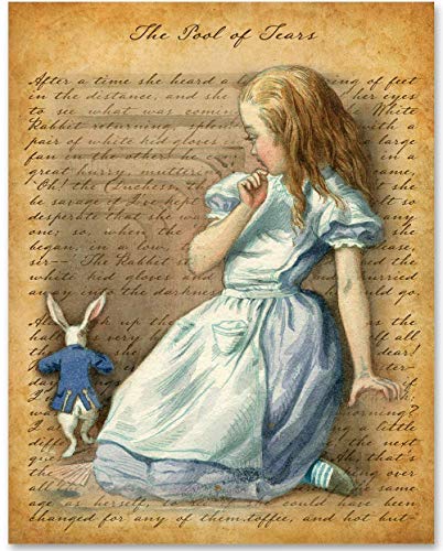 Giant Alice and the Rabbit - 11x14 Unframed Alice in Wonderland Print - Great Nursery and Children's Room Decor and Gift Under $15 for Lewis Carroll Fans