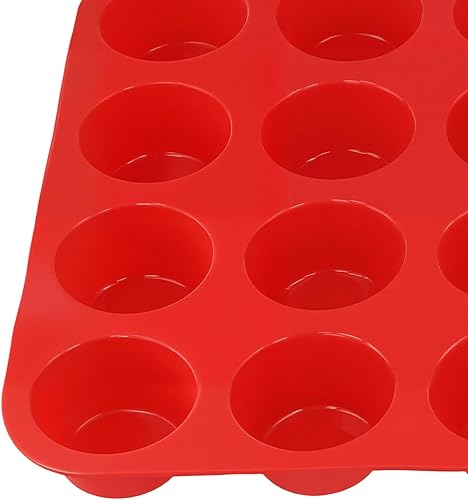 Miniatura 3 de Juego de 4 moldes de silicona para magdalenas, 2 mini 24 tazas y 2 moldes regulares de silicona para hornear magdalenas para hacer magdalenas de