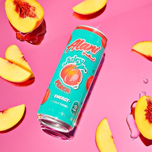 Alani Nu JUICY PEACH, Sugar Free, Low Calorie Energy Drinks, 200mg Caffeine, Biotin, B Vitamins, Zero Sugar, 10 Calories, 12 Fl Oz Cans, 24 Pack - image 5