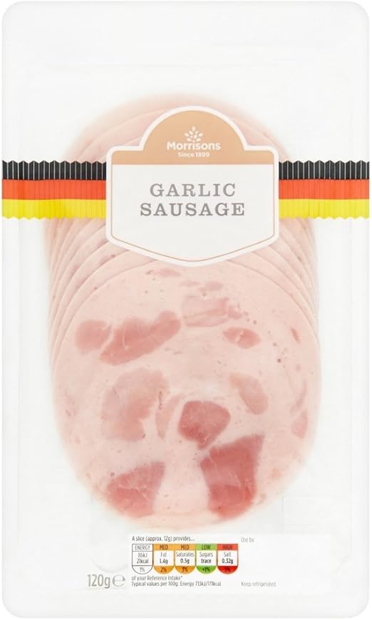 Morrisons German Garlic Sausage 10 Slices, 120g Amazon.co.uk Grocery