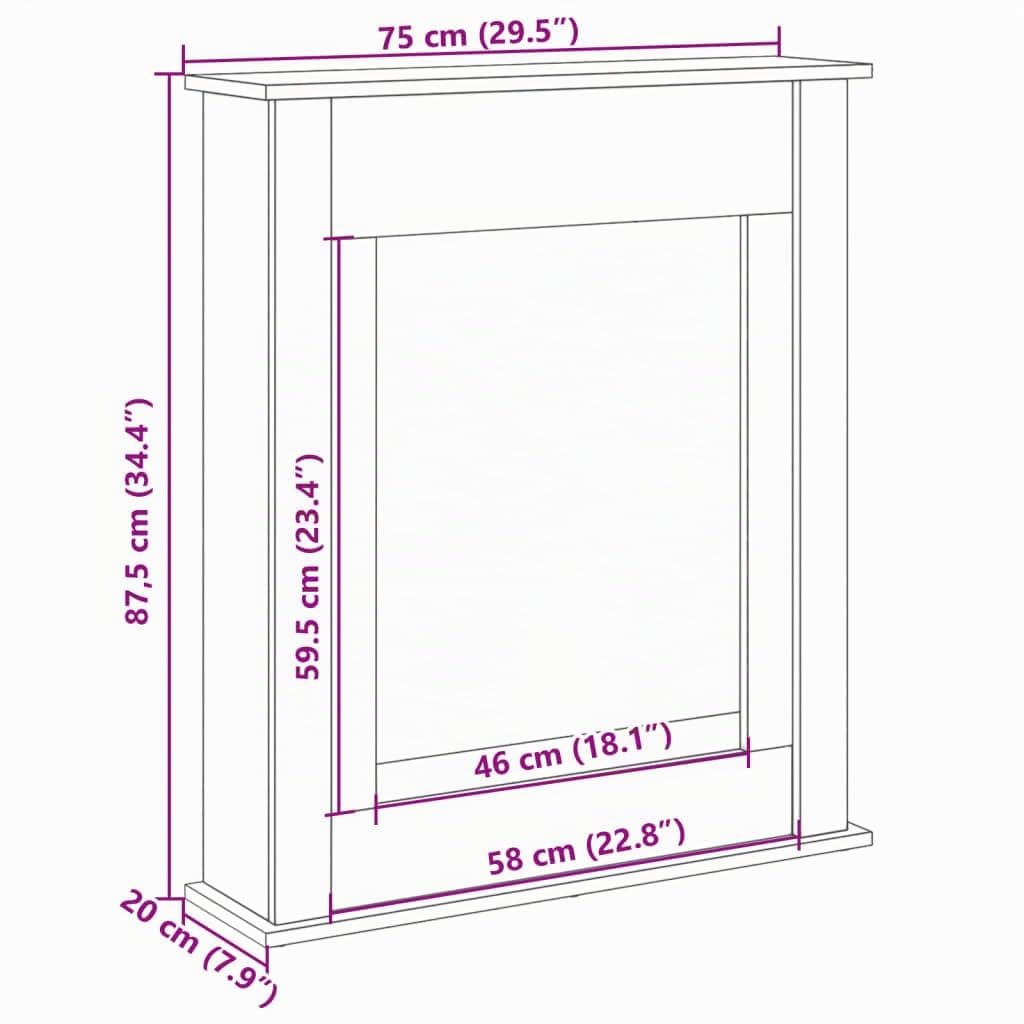 vidaXL Cornice per Camino Rovere Fumo 75x20x87,5 cm in Truciolato, Cornice per caminetto, Struttura per Camino, Decorazione Camino, Telaio per Camino