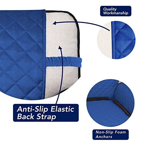 Image of PureFit Reversible Quilted Sofa Cover, Water Resistant Slipcover Furniture Protector, Washable Couch Cover with Non Slip and Elastic Straps for Kids, Pets (Loveseat, Classic Blue /Ivory)
