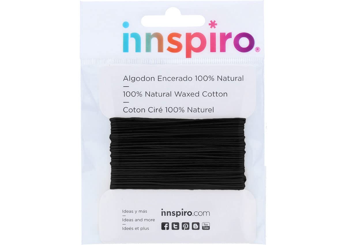 Cotton cord Waxed Fine Black 3 mm. 2.5 m.