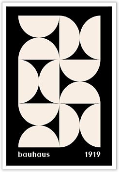 Geometric Patterns Art Posters Black Abstract Mid Century Semicircle Canvas Wall Art Retro Minimalist Bauhaus Exhibition Prints Painting For Living Room Bedroom Dorm Wall Decor 12x16 in Unframed