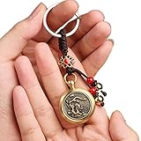 MELD Brass Coins Chinese Zodiac Dragon Loong Key Chain for Good Luck Fortune Longevity Wealth Success