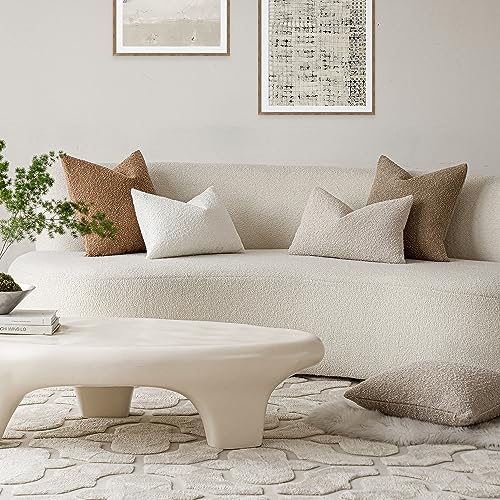 Foindtower Textured Boucle Throw Pillow Covers Accent Solid Lumbar Pillow Cases Cozy Soft Decorative Couch Cushion Case for Chair Sofa Bedroom Living Room Home Decor, 12 x 20 Inch,Light Beige by Foindtower - Used condition - Image 7