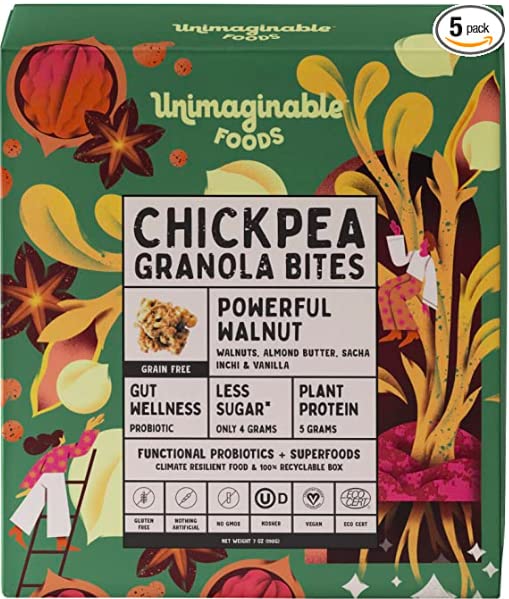 Unimaginable Foods Chickpea Granola 5-Pack, Vegan & Gluten Free