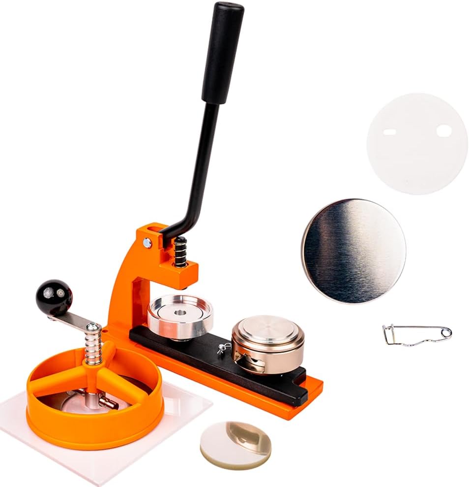 eBadges 45mm Badge Maker Kit with 250 Badge Button Blanks | Metal Button Press, Badge Machine with Circle Cutter | Interchangeable Dies 25, 38, 45, 77mm | DIY Crafts & Custom Designs