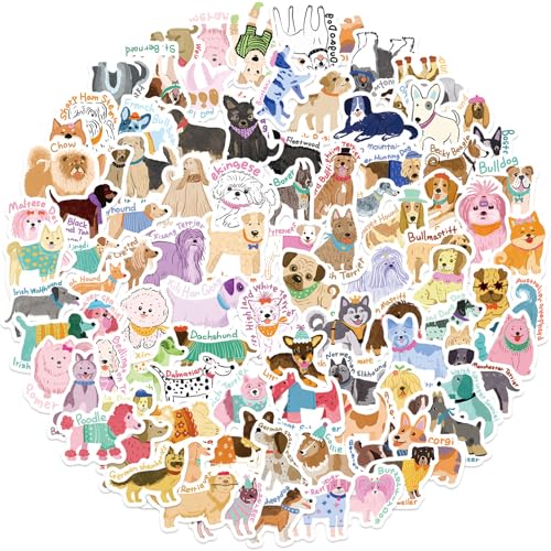 100pcs Cute Dog Stickers for Kids Cartoon Puppy Waterproof Vinyl Decal for Girl Teen Adult Water Bottle Laptop Phone Computer Skateboard Luggage Notebook Journaling Scrapbook
