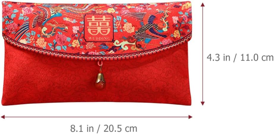 Abaodam 4Pcs Silk Red Envelopes Chinese Wedding Red Envelopes Lucky Money Gift Cash Packets Hong Bao for Weddings