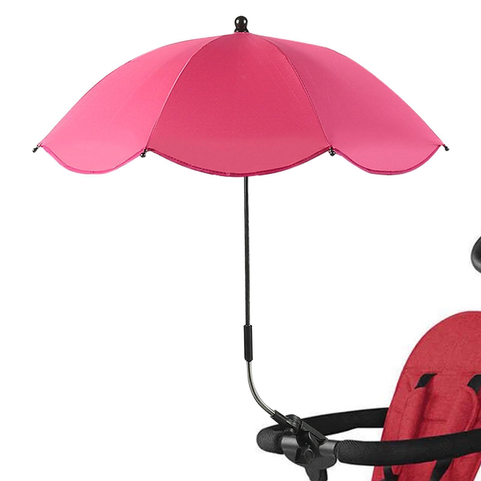 Baby Stroller Umbrella 360 UV Protection Pram Parasol, Anti-UV Clip Stroller Umbrella, Baby Bu-ggy Sun Parasol with Adjustable Fixing Clamp, 50+ UV Parasol for Pram, Stroller, Pushchair and Bu-ggy