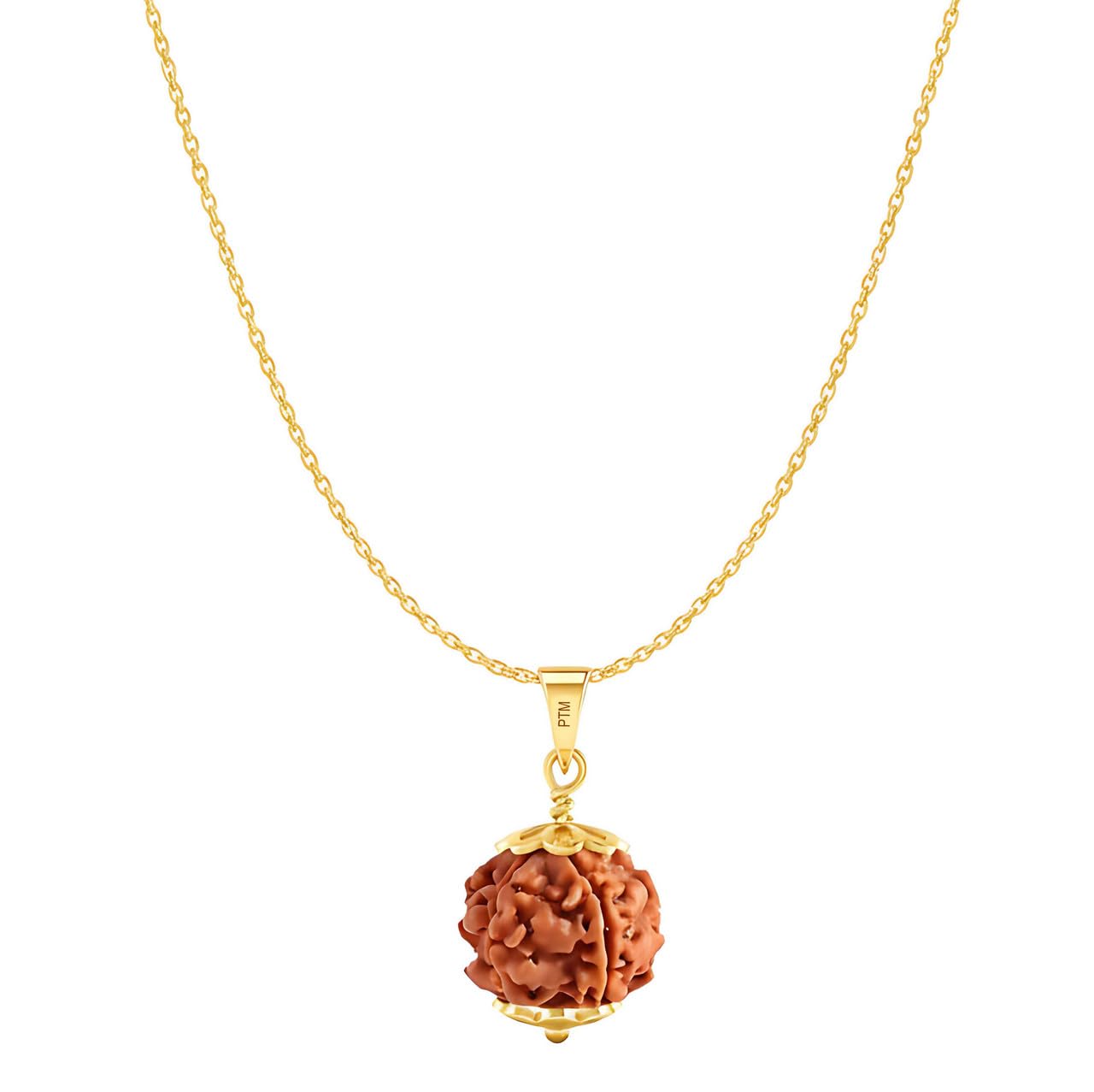 ptm Natural 3 Mukhi Rudraksha Pendant | Trimukhi Nepali Astrological Bead | Three Face Panchdhatu / 5 metals Gold Plated Locket With Chain for Men & Women lab certified-picture-23