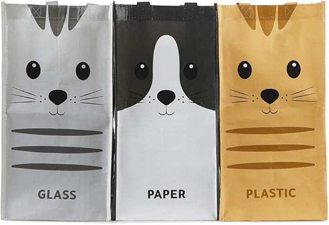 balvi Recycling bag set Meow Set of 3 bags (43x22x22 cm) With handles Total measure: 43x66x22 cm Recy