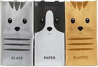 Balvi Meow Recycling Bags Set of 3 Bags (43 x 22 x 22 cm) with Handles Total Size: 43 x 66 x 2 cm