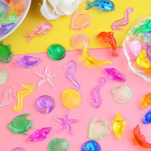 Image of 200g(About 150pcs) Mini Acrylic Ocean Animals Starfish Ornaments Plastic Seashells Under The Sea,Sea Shells for Crafting Fish Tank Potted Micro Fairy Garden Dollhouse