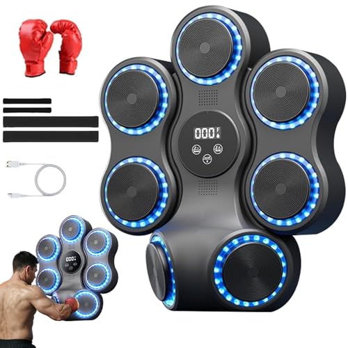 Machine de boxe musicale Bluetooth LED avec 9 vitesses pour entraînement mural à la maison