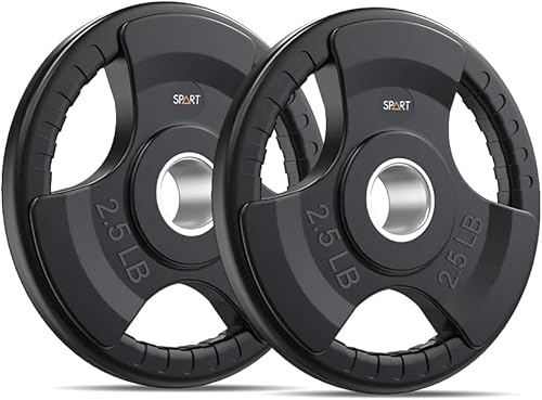 SPART Placa de peso de 2 pulgadas con revestimiento de goma olímpico para barra, placas de peso de hierro fundido sólido en pares o individuales