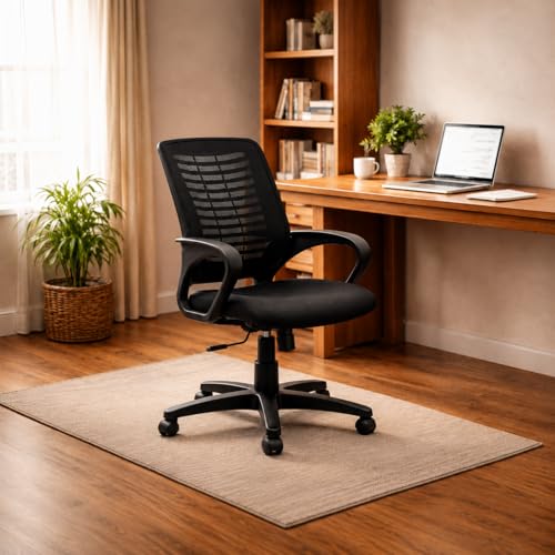 Image of NGFC Office Chair for Work from Home /Study Chair Height Adjustable Revolving Chair with Tilt Lock Mechanism High Comfort Seating Ergonomic Chair - Model 805 (Black, Medium)