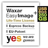 Waxar EasyImage-250, High-End Backup Software inklusive USB-Stick 256GB, läuft automatisch ohne-Installation, kompatibel zu Windows, Mac, Linux, Laptop-Edition -1 Gerät, deutsch