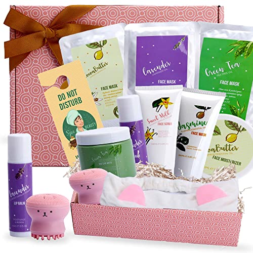 Nurture Me Organics Facial Masks Skin Care Beauty Gift Box. Pampering Home Spa Complete Facial Sheet Mask Care Beauty Box. Unwind and Pamper Yourself or Loved one with this Deluxe Luxurious Gift.