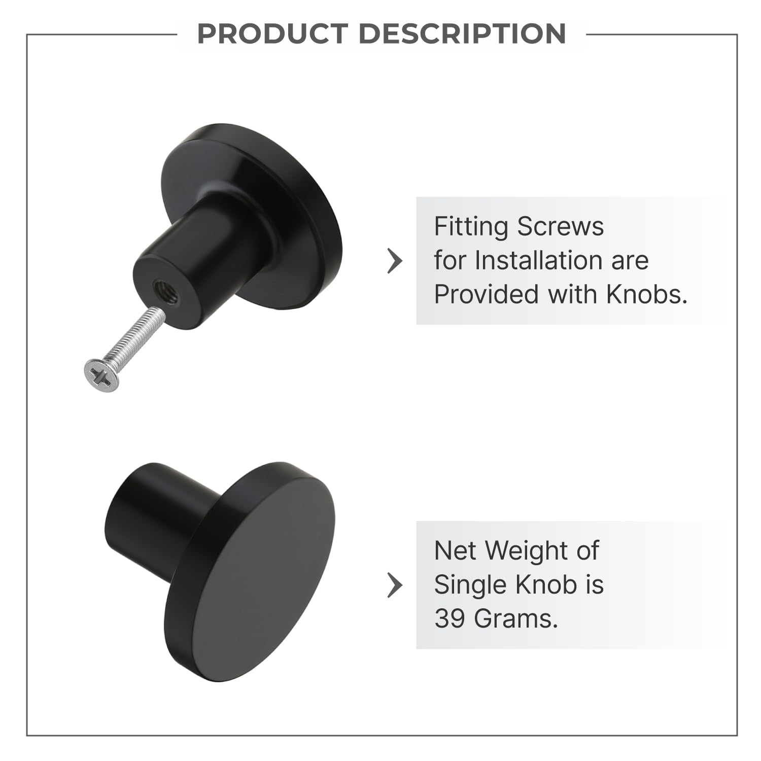 LAPO Refined Cabinet & Drawer Knobs | Stainless Steel Build | Firm Grip & Easy Pull-Push Use | Suitable for Wardrobe, Bookcase & Cupboard | Simple Screw Fit | Black Finish | Pack of 9 — Amazon image 4