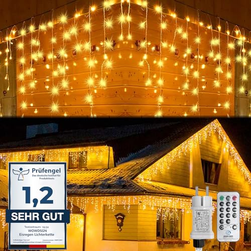 WOWDSGN Luci Natale Esterno Cascata 15M 660LED, Luci di Natale da Esterno, Tenda Luminosa Natale con Timer, 8 Modalità, IP44 Impermeabile, Luci Natalizie da Esterno per Addobbi Natalizi,Tetto,Giardino