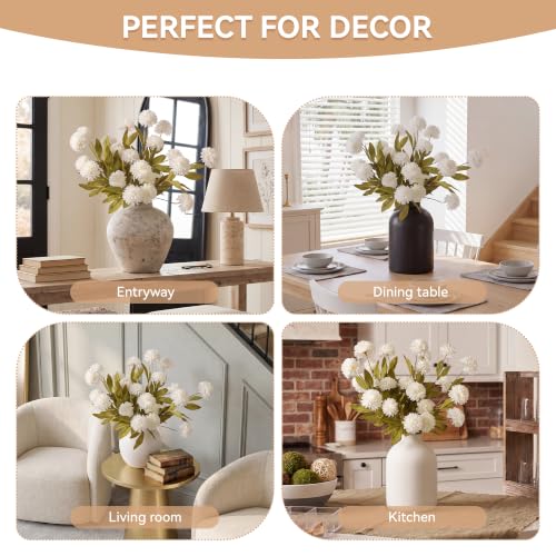 6 Stems Cream White Fake Mums Artificial Flowers  - image 8