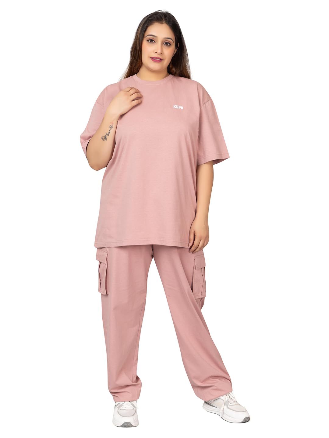 Kepa Plus Size Summer Co Ord Set for Women | Top and Lower Set with Stretchable Waistband | Stylish Airport Outfit for Women | Western Track Suit Co-Ord Set for Casual Wear