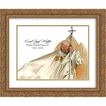 Pope John Paul II 1920-2005 H with Caption 2x Matted 14x12 Gold Ornate Framed Art Print