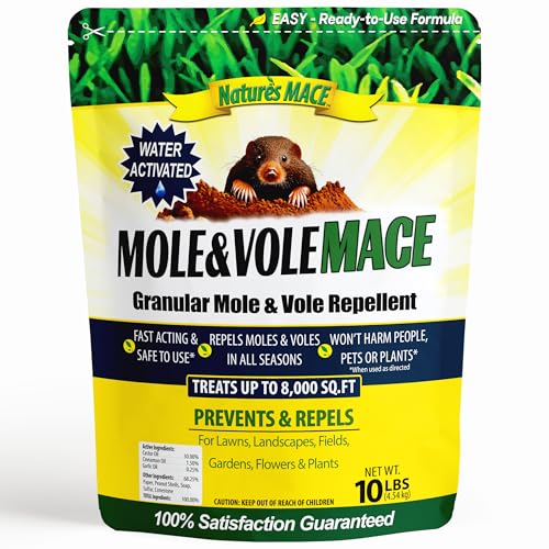 Nature's MACE Mole & Vole MACE – Yard & Garden Granules, Castor Oil Formula, Outdoor Use, Plant & Pet Safe, 160 Fl Oz (Pack of 1)