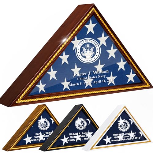 SmartChoice Officially Licensed U.S. Army Flag Display Case Solid Wood Military Flag Case with Personalized Engraving Veteran Memorial & Retirement Gift Fits 5 x 9.5 Folded Flag (Mahogany)