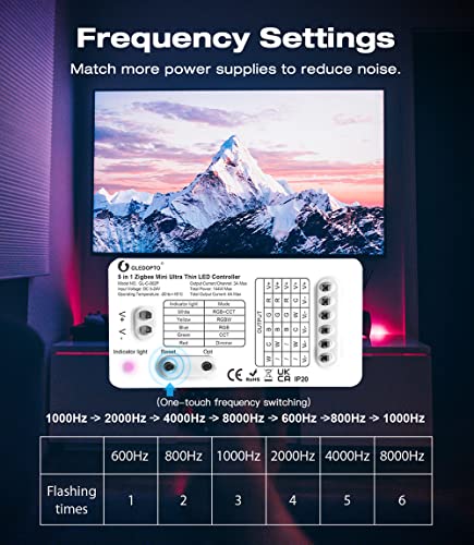 Image of GLEDOPTO Zigbee 3.0 Mini 5 in 1 RGBCCT LED Strip Controller 5V 12V 24V 6A Work with Amazon Echo Plus App /Voice Control (Ultra-Thin Zigbee Controller)
