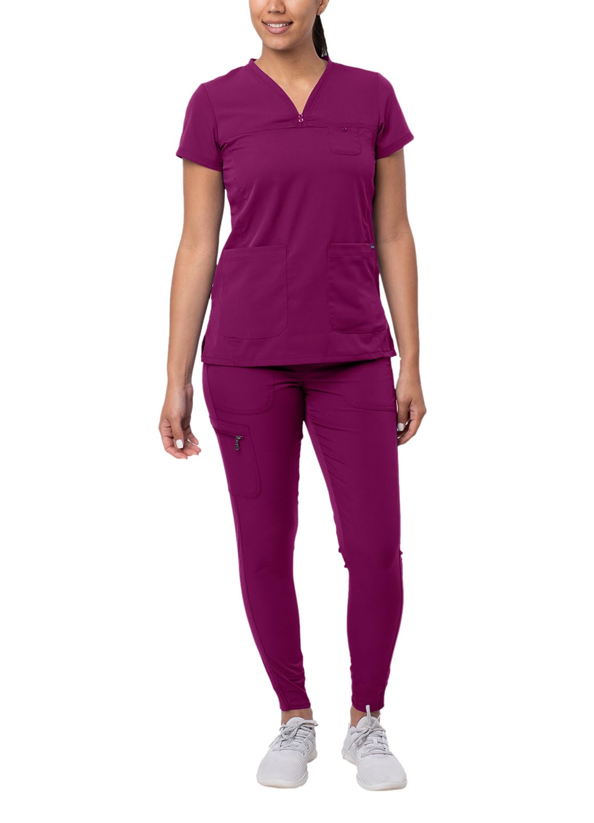 Adar Uniforms Women's P9400winxs Medical Scrubs Set, Wine, XS UK