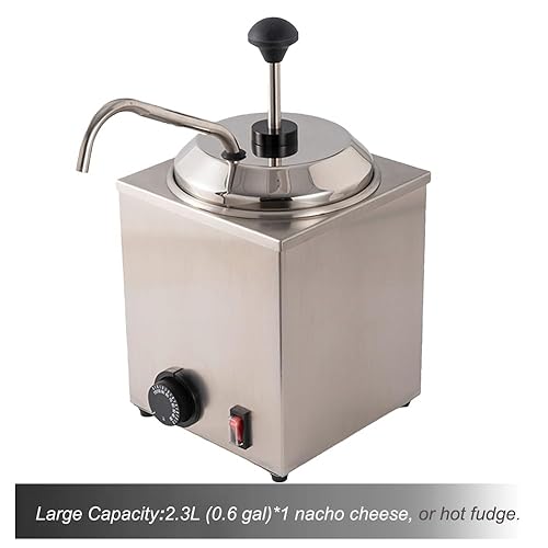 Miniatura 4 de Dispensador de queso redondo de acero inoxidable con salsa de chocolate, mantequilla y nachos, dispensador de queso con bomba