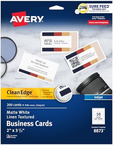 Avery Business Cards for Inkjet Printers, Matte, White, Pack of 250 ...