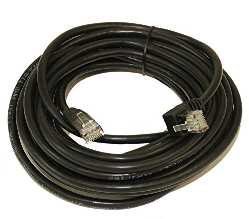 Cable Ethernet Cat6 25ft con conector RJ45 ángulo negro miniatura 1