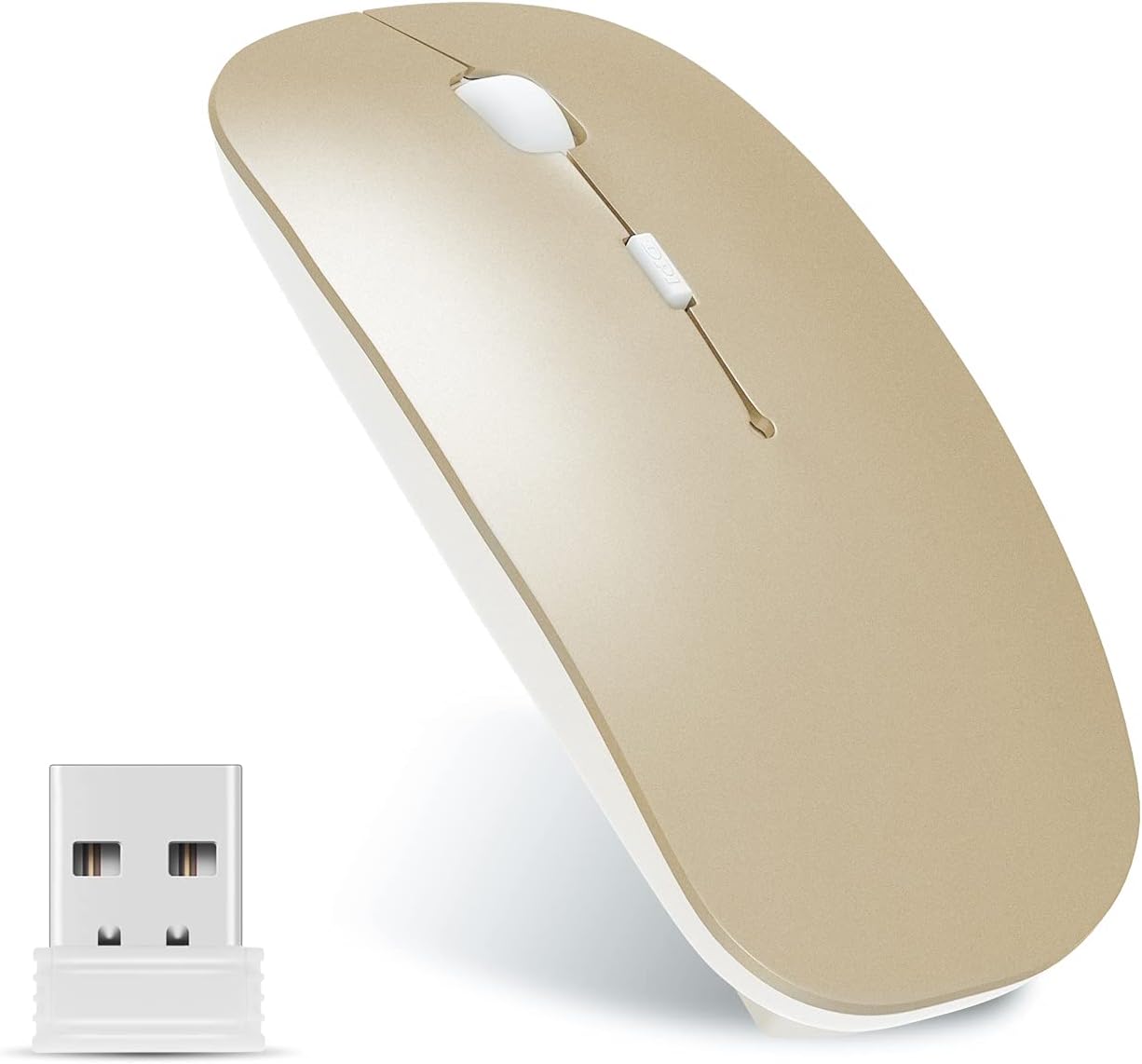 Wireless Mouse - Szyee Slim 2.4G Wireless Mouse USB Nano Receiver Charge Mouse Mobile Mouse Optical Mouse Applies for Notebook Personal Computer PC Laptop Macbook Other Smart Devices(Gold)