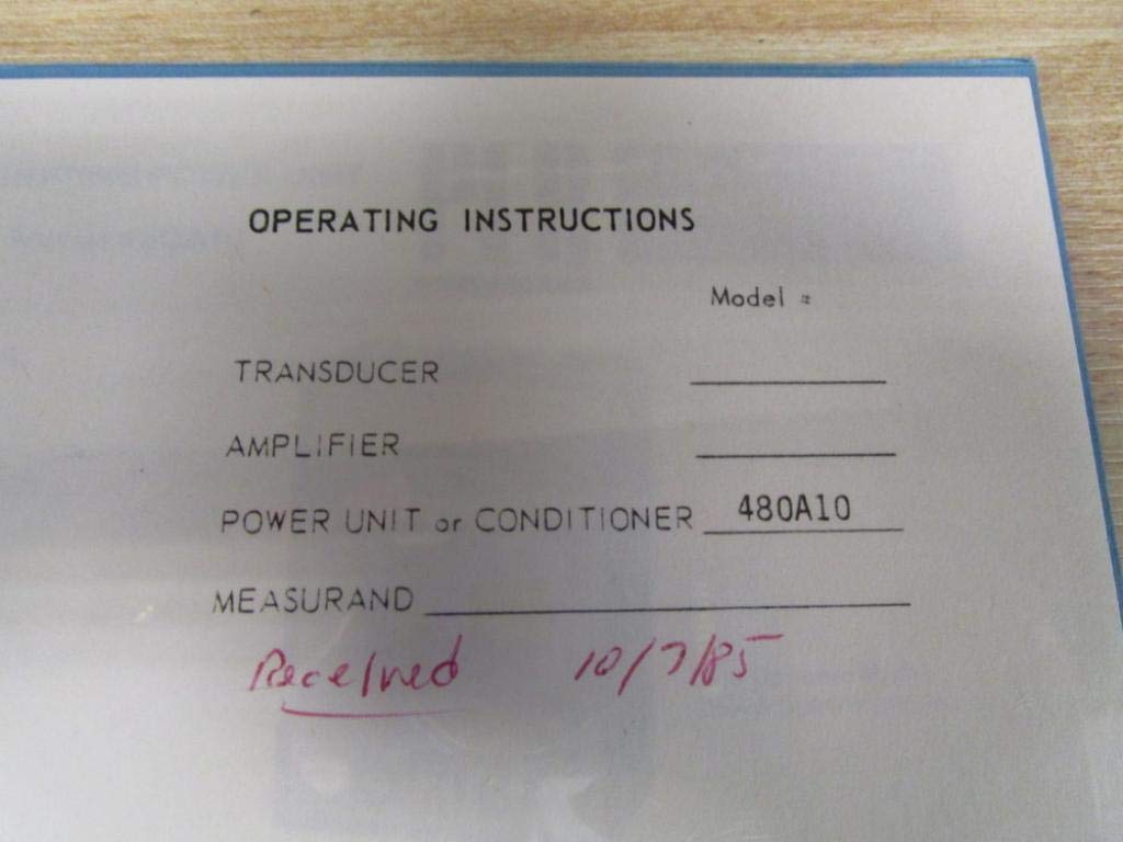 PCB 480A10 Manual for Transducer