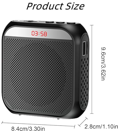 Tragbarer Wiederaufladbarer Sprachverstärker,2200mAh,Sprachverstärker tragbar,PA-System mit kabelgebundenem Mikrofon,Headset und Bund,persönlicher Sprachverstärker für Lehrer,Reiseleiter-schwarz