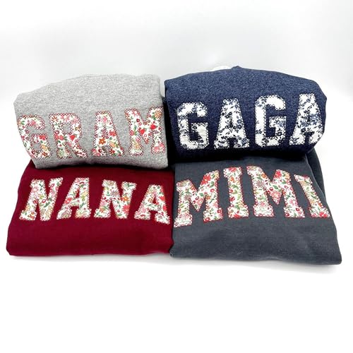 GODMERCH Personalized Embroidered Floral Applique Grandma Nana Gigi Mimi Sweatshirt Gifts For Nana Mimi Mothers Day4
