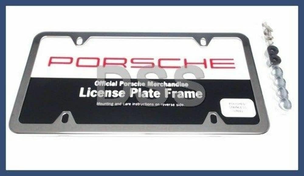 Porsche Polished Stainless Steel Slimline License Plate Frame with Script