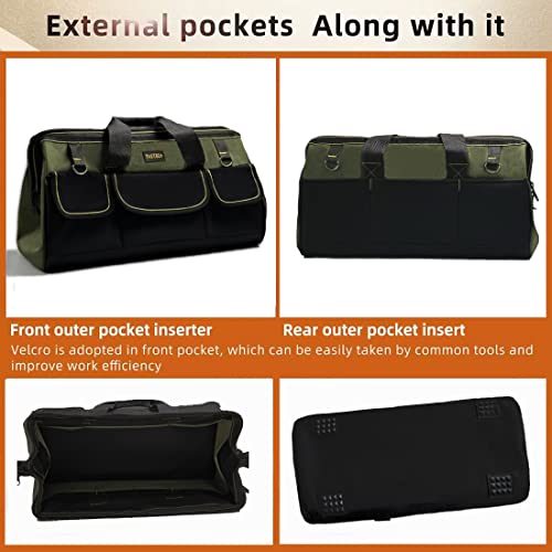 Image of FASTECH 20-inch Wide Mouth Tool Bag with Water Proof Molded Base, Wide Mouth Tool Tote Bag, Waterproof Tool Organizer Bag for Men with Adjustable Shoulder Strap(No Bottom Shell)