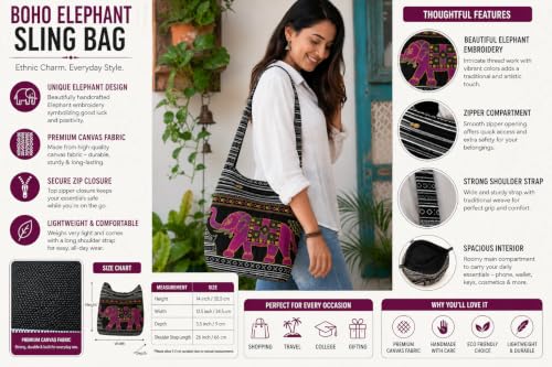Image of SUVASANA Large Sling Shoulder Bag for Men Women Casual Comfortable Everyday Purse Travel Women's Cross-body Bags